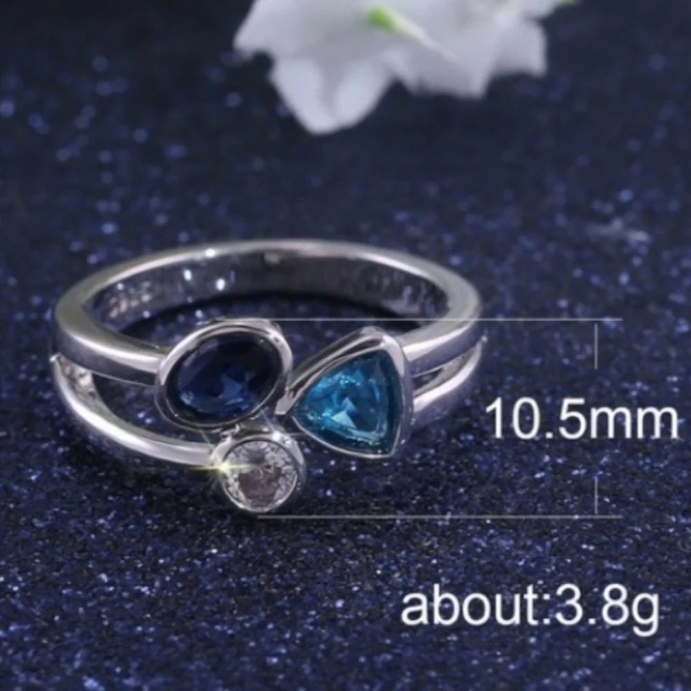 Blue Cubic Zirconia Silver Ring_3